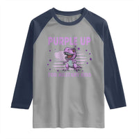 Purple Up For Military Kids Raglan Shirt Military Child Month Dinosaur American Flag