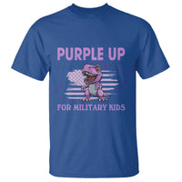 Purple Up For Military Kids T Shirt Military Child Month Dinosaur American Flag