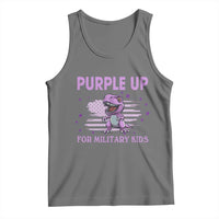 Purple Up For Military Kids Tank Top Military Child Month Dinosaur American Flag