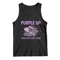 Purple Up For Military Kids Tank Top Military Child Month Dinosaur American Flag