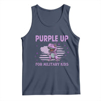 Purple Up For Military Kids Tank Top Military Child Month Dinosaur American Flag