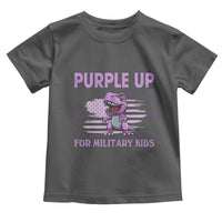 Purple Up For Military Kids Toddler T Shirt Military Child Month Dinosaur American Flag
