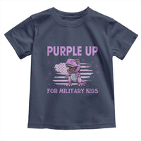 Purple Up For Military Kids Toddler T Shirt Military Child Month Dinosaur American Flag