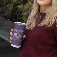 Purple Up For Military Kids Tumbler Cup Military Child Month Dinosaur American Flag
