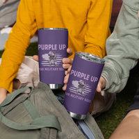 Purple Up For Military Kids Tumbler Cup Military Child Month Dinosaur American Flag