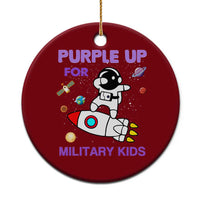 Purple Up For Military Kids Ceramic Ornament Military Child Month Astronaut Outer Space - Wonder Print Shop