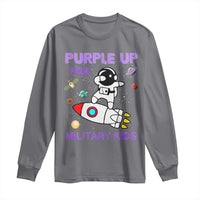 Purple Up For Military Kids Long Sleeve Shirt Military Child Month Astronaut Outer Space