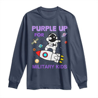 Purple Up For Military Kids Long Sleeve Shirt Military Child Month Astronaut Outer Space