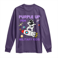 Purple Up For Military Kids Long Sleeve Shirt Military Child Month Astronaut Outer Space