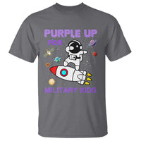Purple Up For Military Kids T Shirt Military Child Month Astronaut Outer Space
