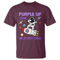 Purple Up For Military Kids T Shirt Military Child Month Astronaut Outer Space