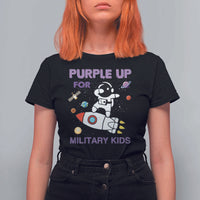 Purple Up For Military Kids T Shirt For Women Military Child Month Astronaut Outer Space