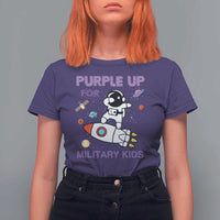 Purple Up For Military Kids T Shirt For Women Military Child Month Astronaut Outer Space