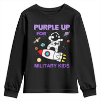 Purple Up For Military Kids Youth Sweatshirt Military Child Month Astronaut Outer Space