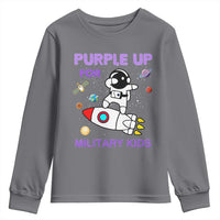Purple Up For Military Kids Youth Sweatshirt Military Child Month Astronaut Outer Space
