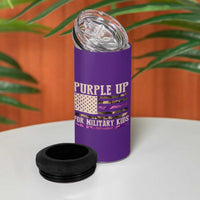 Purple Up For Military Kids 4 in 1 Can Cooler Tumbler Military Child Month USA Flag Camouflage