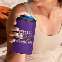 Purple Up For Military Kids 4 in 1 Can Cooler Tumbler Military Child Month USA Flag Camouflage
