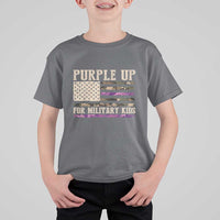 Purple Up For Military Kids T Shirt For Kid Military Child Month USA Flag Camouflage