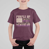 Purple Up For Military Kids T Shirt For Kid Military Child Month USA Flag Camouflage
