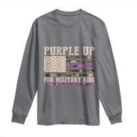 Purple Up For Military Kids Long Sleeve Shirt Military Child Month USA Flag Camouflage