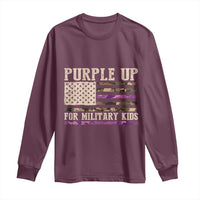 Purple Up For Military Kids Long Sleeve Shirt Military Child Month USA Flag Camouflage