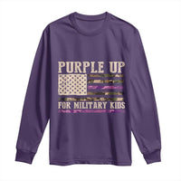 Purple Up For Military Kids Long Sleeve Shirt Military Child Month USA Flag Camouflage