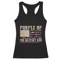 Purple Up For Military Kids Racerback Tank Top Military Child Month USA Flag Camouflage