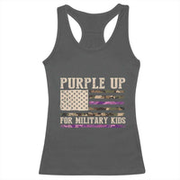 Purple Up For Military Kids Racerback Tank Top Military Child Month USA Flag Camouflage