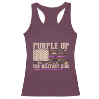 Purple Up For Military Kids Racerback Tank Top Military Child Month USA Flag Camouflage