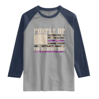 Purple Up For Military Kids Raglan Shirt Military Child Month USA Flag Camouflage