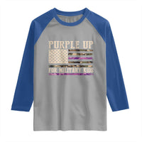 Purple Up For Military Kids Raglan Shirt Military Child Month USA Flag Camouflage