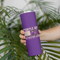 Purple Up For Military Kids Skinny Tumbler Military Child Month USA Flag Camouflage