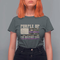 Purple Up For Military Kids T Shirt For Women Military Child Month USA Flag Camouflage