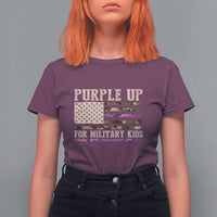 Purple Up For Military Kids T Shirt For Women Military Child Month USA Flag Camouflage