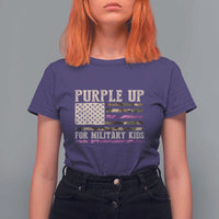 Purple Up For Military Kids T Shirt For Women Military Child Month USA Flag Camouflage