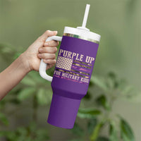 Purple Up For Military Kids Tumbler With Handle Military Child Month USA Flag Camouflage