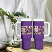 Purple Up For Military Kids Tumbler With Handle Military Child Month USA Flag Camouflage