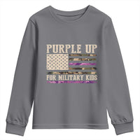Purple Up For Military Kids Youth Sweatshirt Military Child Month USA Flag Camouflage