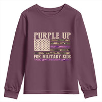 Purple Up For Military Kids Youth Sweatshirt Military Child Month USA Flag Camouflage