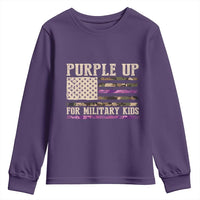Purple Up For Military Kids Youth Sweatshirt Military Child Month USA Flag Camouflage