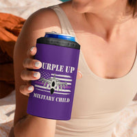 Purple Up For Military Kids 4 in 1 Can Cooler Tumbler Month of Military Child Kids Air Force US Flag