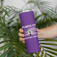 Purple Up For Military Kids Skinny Tumbler Month of Military Child Kids Air Force US Flag