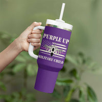 Purple Up For Military Kids Tumbler With Handle Month of Military Child Kids Air Force US Flag