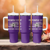 Purple Up For Military Kids Tumbler With Handle Month of Military Child Kids Air Force US Flag