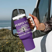 Purple Up For Military Kids Tumbler With Handle Month of Military Child Kids Air Force US Flag