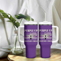 Purple Up For Military Kids Tumbler With Handle Month of Military Child Kids Air Force US Flag