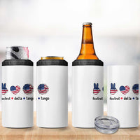 Funny Foxtrots Delta Tangos 4 in 1 Can Cooler Tumbler American Flag Peace Sign Heart Sunflower