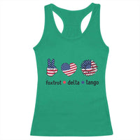 Funny Foxtrots Delta Tangos Racerback Tank Top American Flag Peace Sign Heart Sunflower