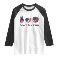Funny Foxtrots Delta Tangos Raglan Shirt American Flag Peace Sign Heart Sunflower