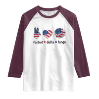 Funny Foxtrots Delta Tangos Raglan Shirt American Flag Peace Sign Heart Sunflower